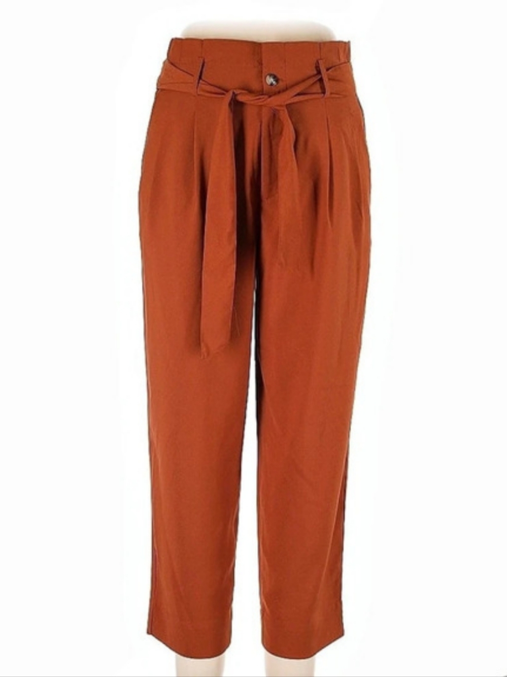 Madewell Drapey Paperbag Pants Rust Brown Trousers Size 10